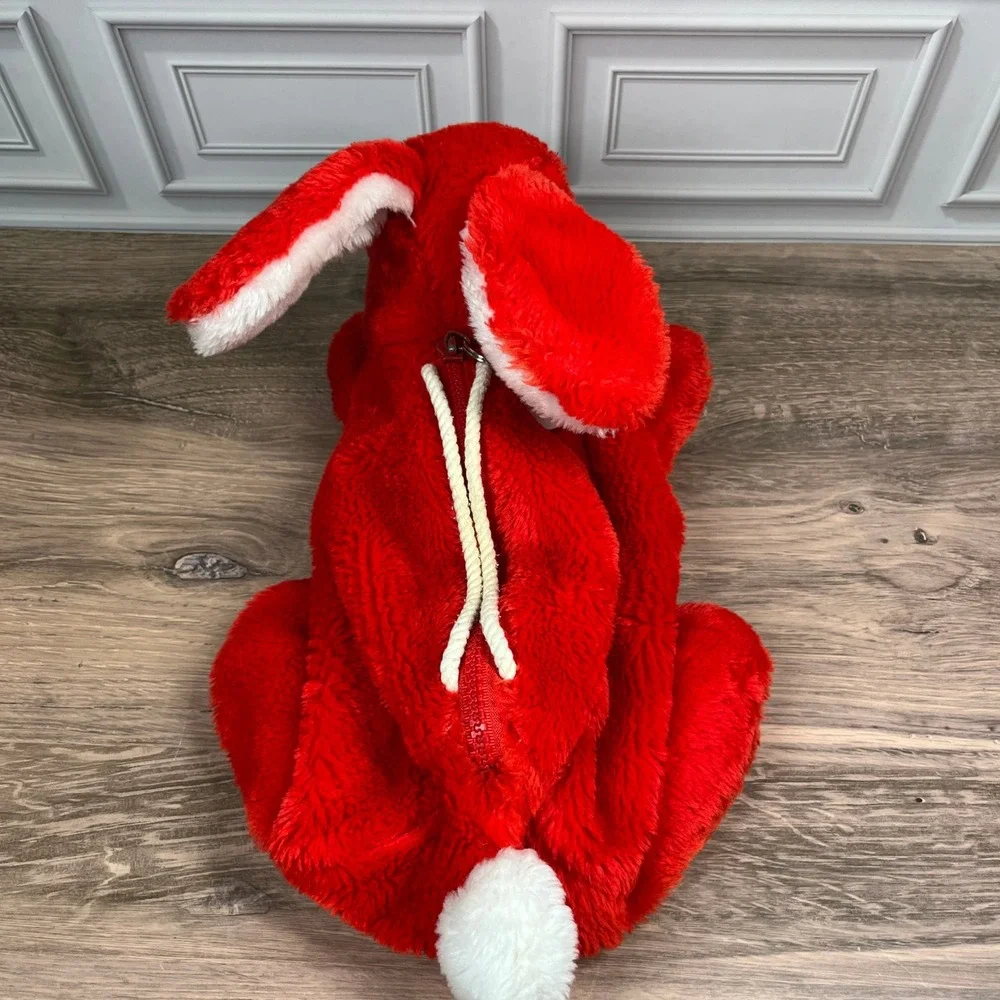 Vintage 1984 LEGO Duplo Red Plush Fuzzy Bunny Storage Bag Logo Keychain
